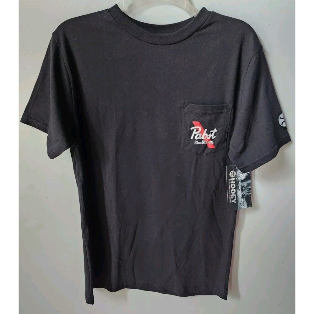Nwt Hooey Men's Pabst Blue Ribbon Graphic Black Crew Tee T-Shirt Size Small